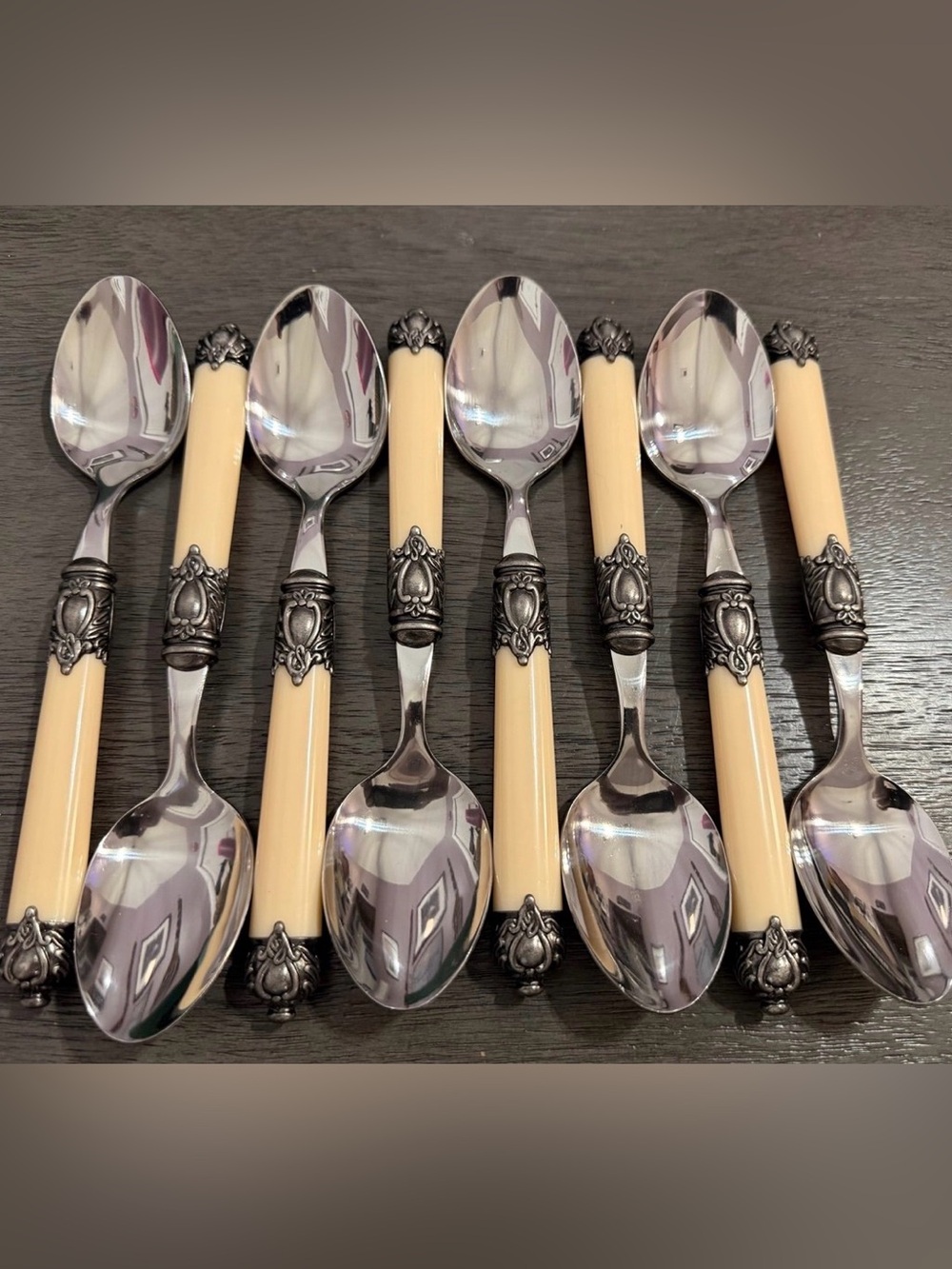 Lot of 8 Hampton Silversmiths San Remo Cream Soup Spoons 8" Stainless
